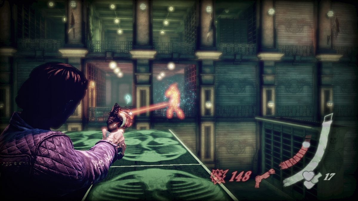 Shadows of the Damned (PlayStation 3) screenshot: Better be careful and not get under electrical explosion of dying enemy.