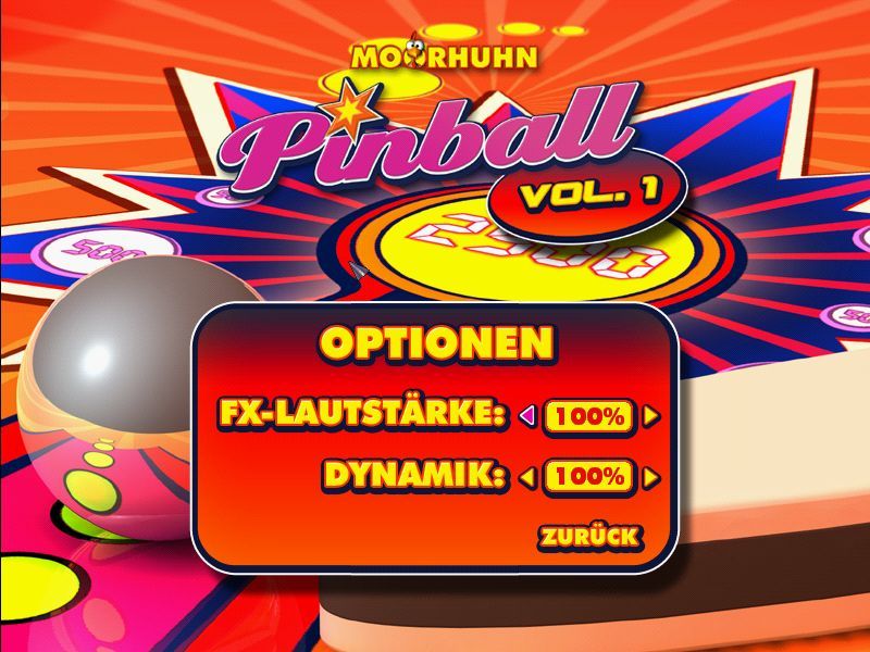 Moorhuhn: Pinball (Windows) screenshot: Options screen