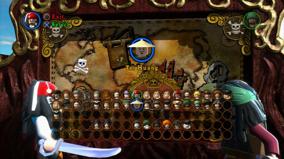 LEGO Pirates of the Caribbean: The Video Game (PlayStation 3) screenshot: You can replay chapters with any of the unlocked characters.
