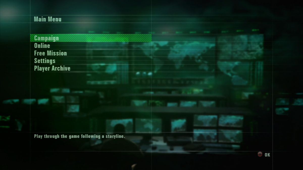 Ace Combat: Assault Horizon (PlayStation 3) screenshot: Main menu.