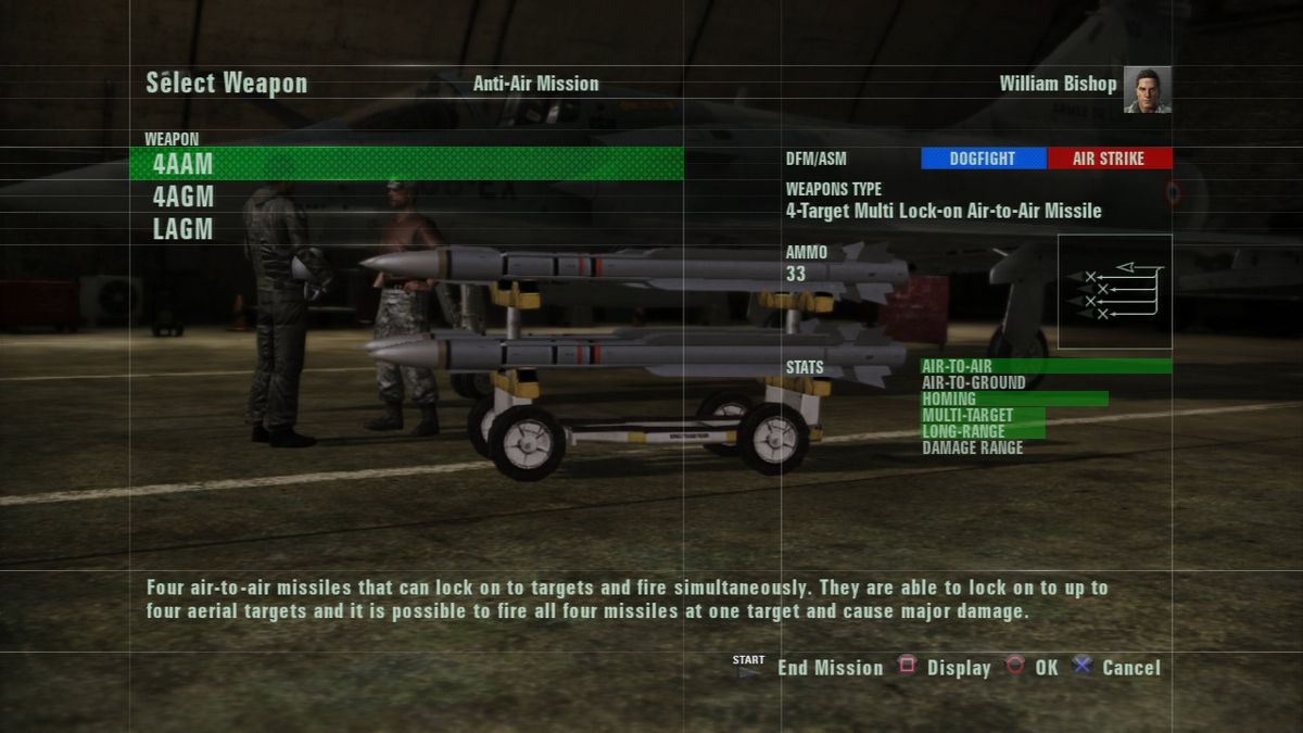 Ace Combat: Assault Horizon (PlayStation 3) screenshot: Select your weapons based on the mission type.