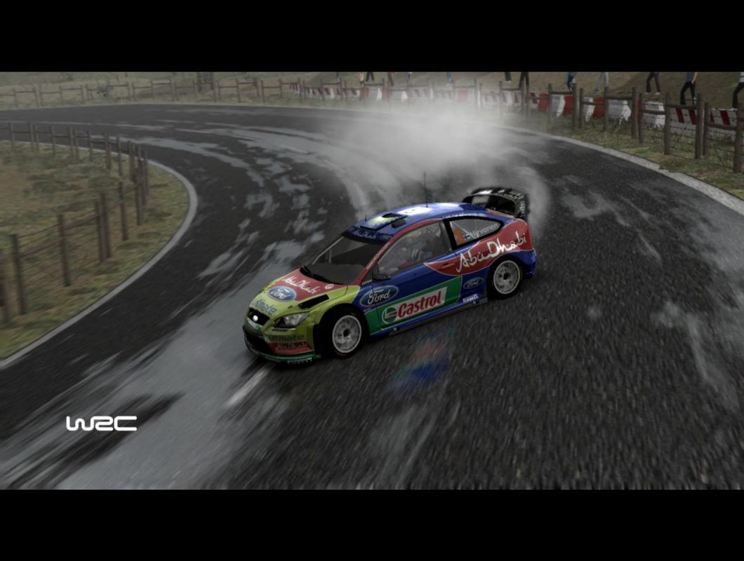 WRC FIA World Rally Championship (Windows) screenshot: Hirvonen on French wet asphalt.