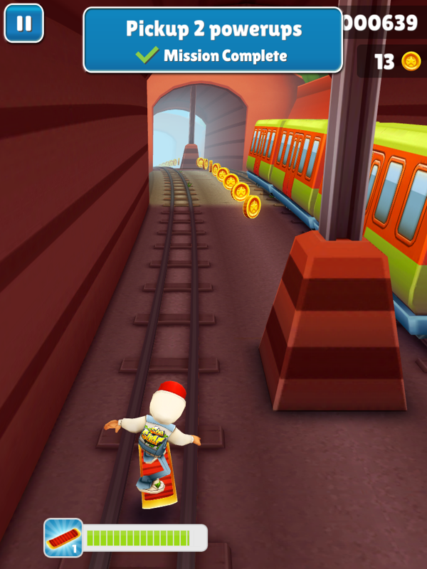 Subway Surfers (iPad) screenshot: Quest complete! Surfing more