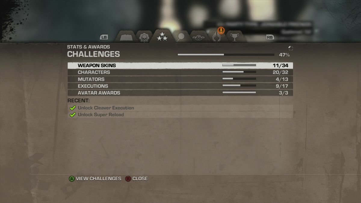Gears of War 3 (Xbox 360) screenshot: Additional challenges to unlock ingame features