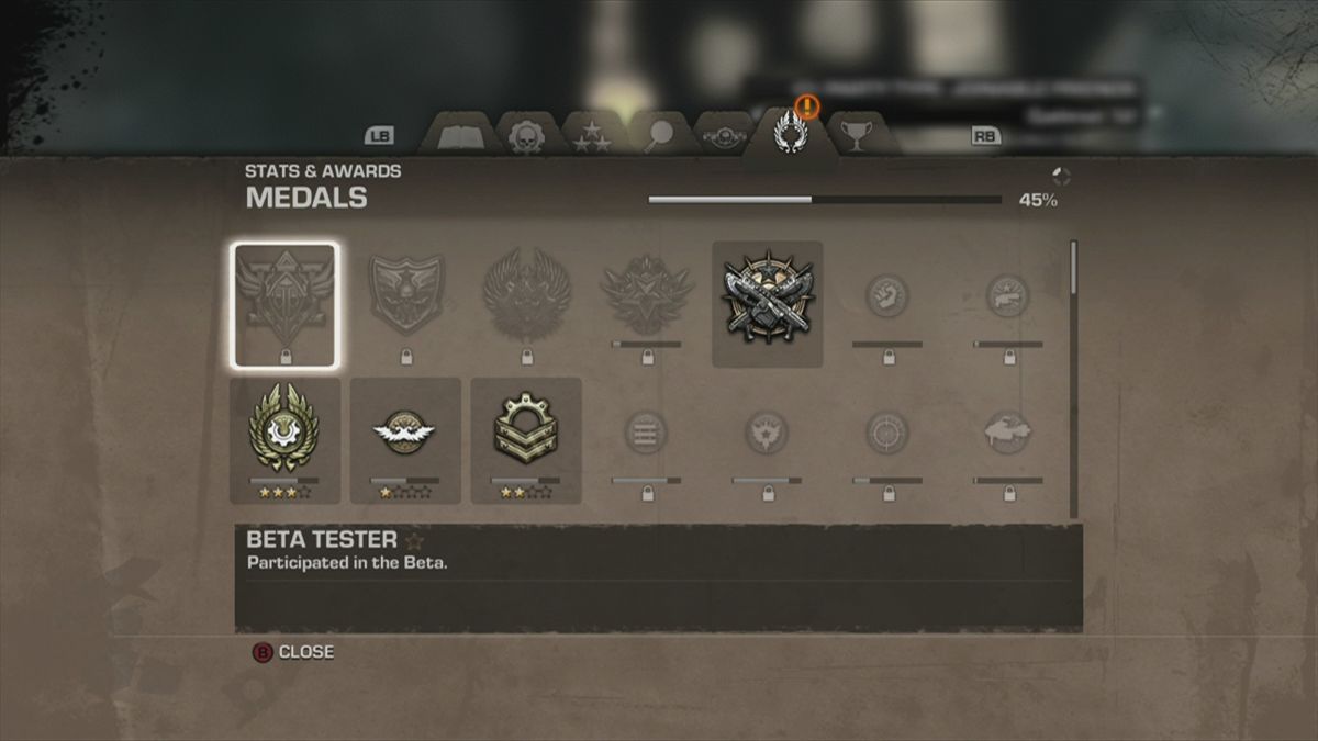 Gears of War 3 (Xbox 360) screenshot: Medals you earned in multiplayer
