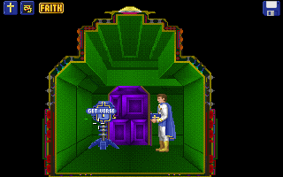 Captain Bible in Dome of Darkness (Special Edition) (DOS) screenshot: A verse loader near a prayer chamber