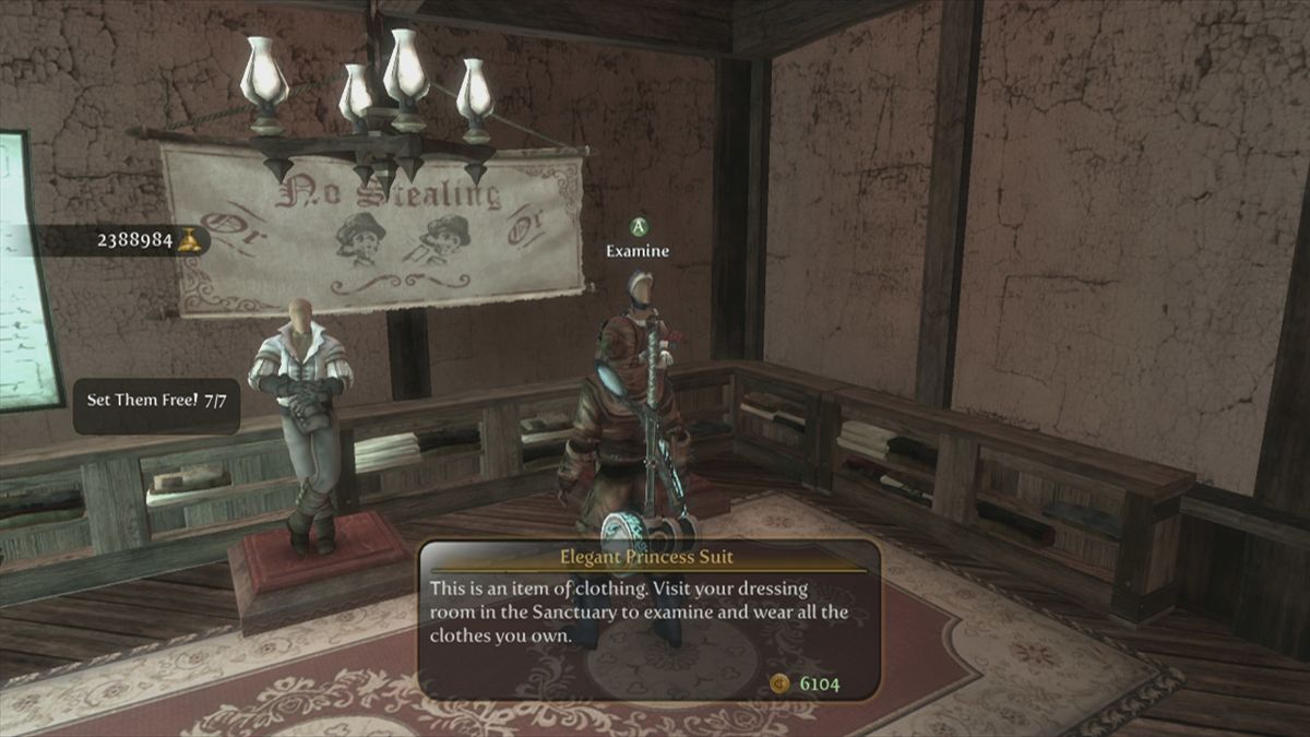 Fable III (Xbox 360) screenshot: A store selling clothes.