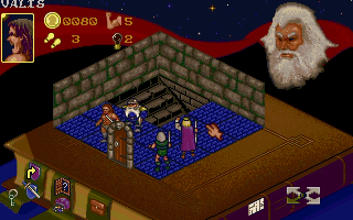 HeroQuest (DOS) screenshot: Up to all four of the classic Hero Quest board game characters can join together to romp through a dungeon: the Barbarian, the Dwarf, the Elf, and the Wizard.