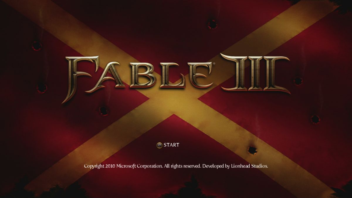 Fable III (Xbox 360) screenshot: Title screen