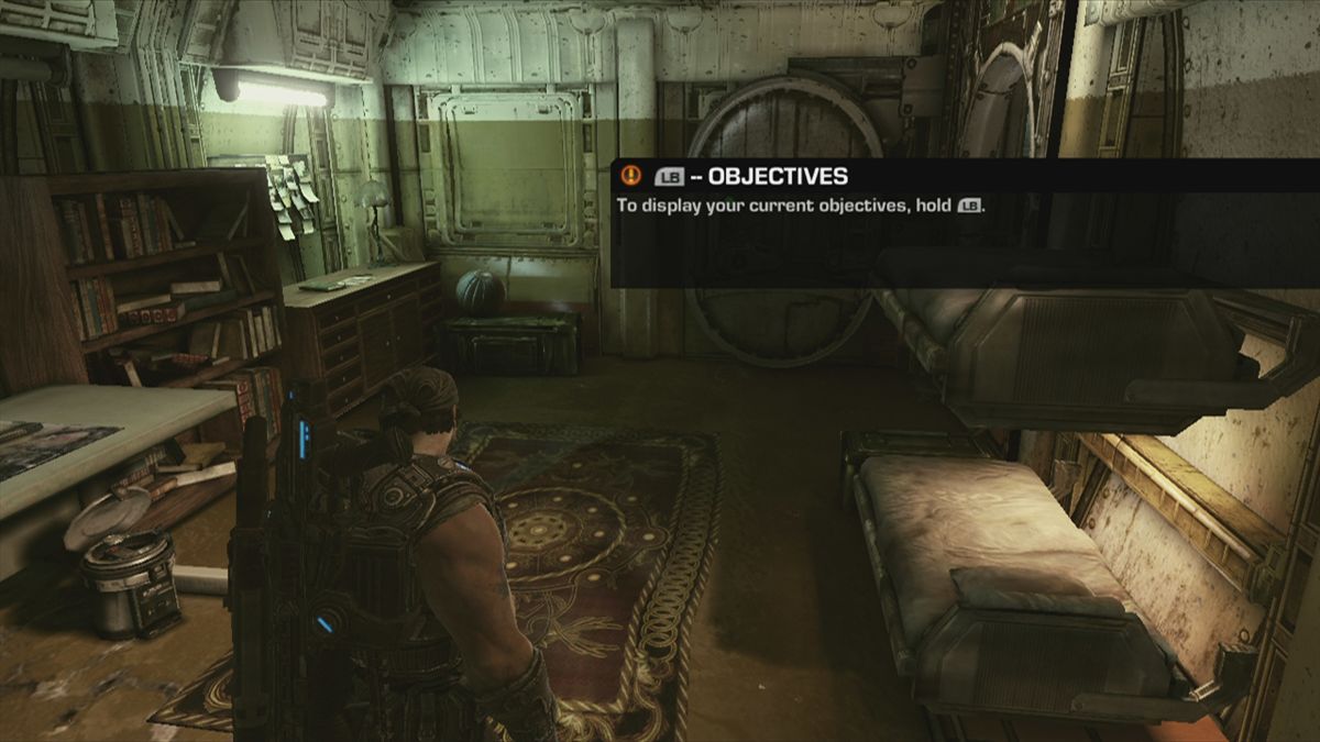 Gears of War 3 (Xbox 360) screenshot: The now common ingame tutorial explains the buttons