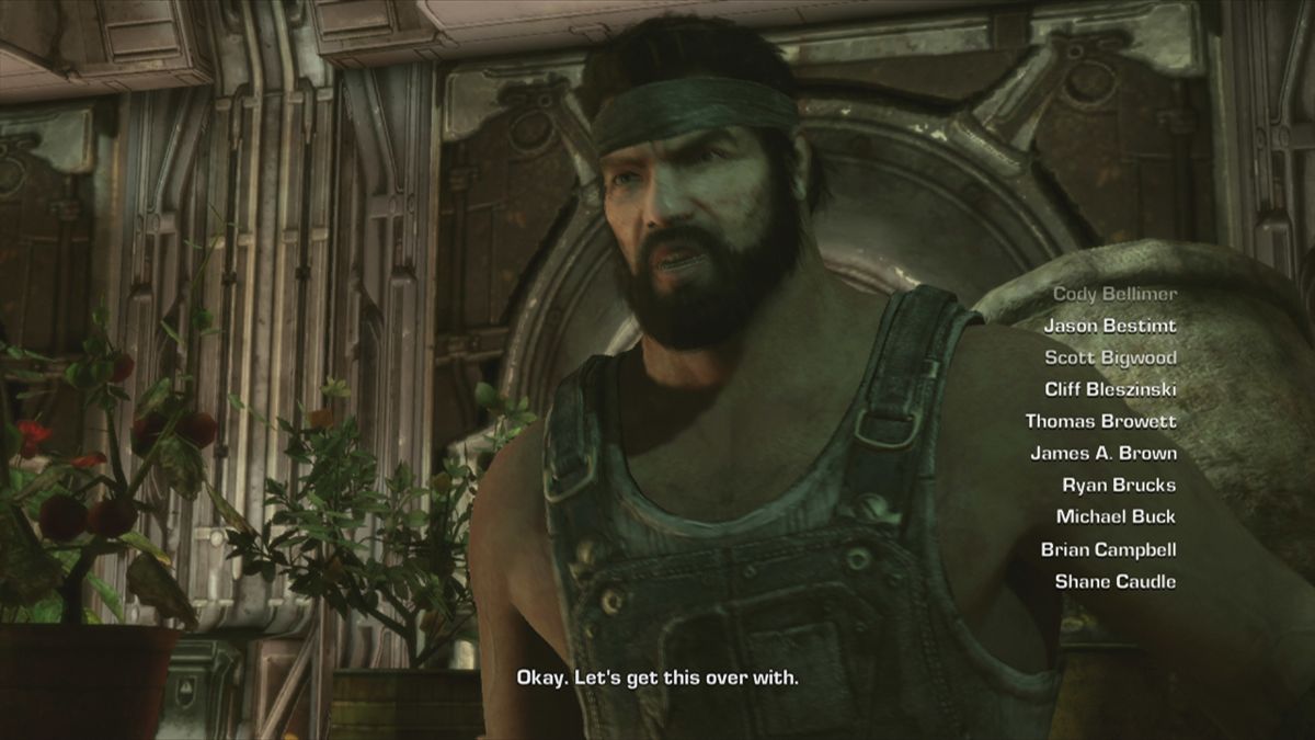 Gears of War 3 (Xbox 360) screenshot: Dom is growing plants ...