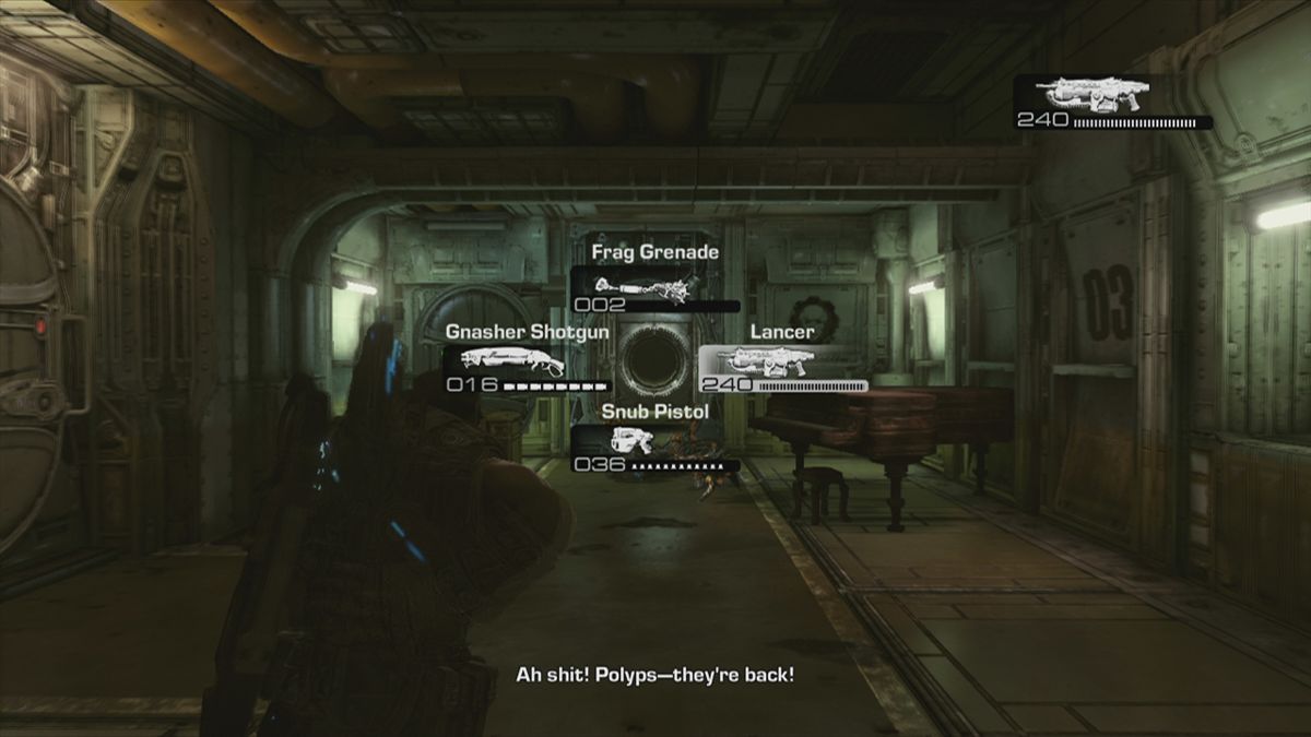 Gears of War 3 (Xbox 360) screenshot: Weapon selection