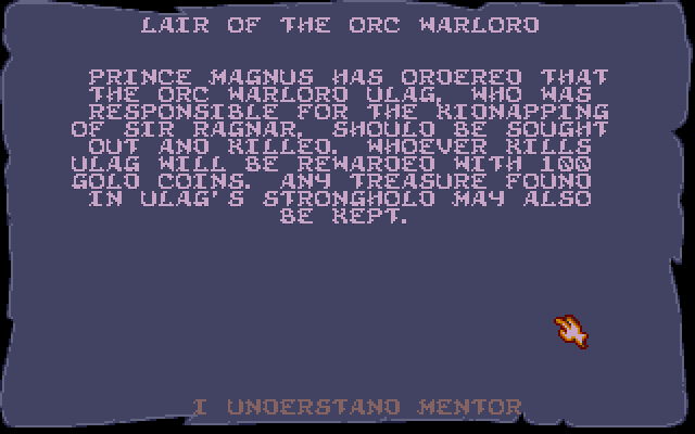 HeroQuest (Atari ST) screenshot: Mission description