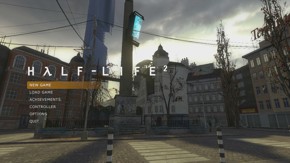 The Orange Box (Xbox 360) screenshot: <i>Half-Life 2</i> main menu