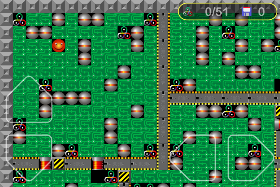 Supaplex (iPhone) screenshot: Start of level 5.
