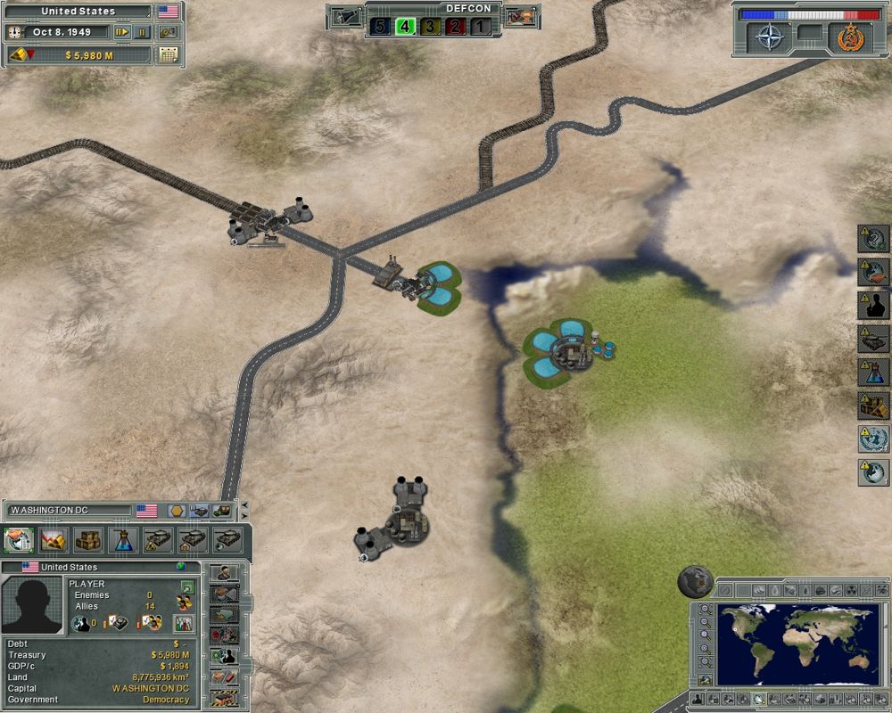 Supreme Ruler: Cold War (Windows) screenshot: Various industries, including hidro-power.
