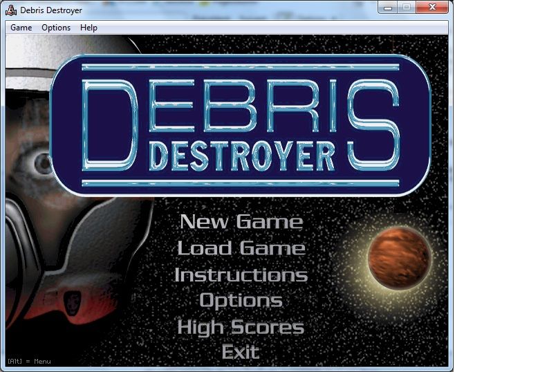 Debris (Windows) screenshot: Main menu