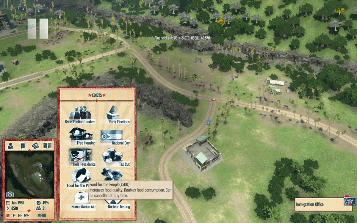 Tropico 4 (Windows) screenshot: Some edicts.