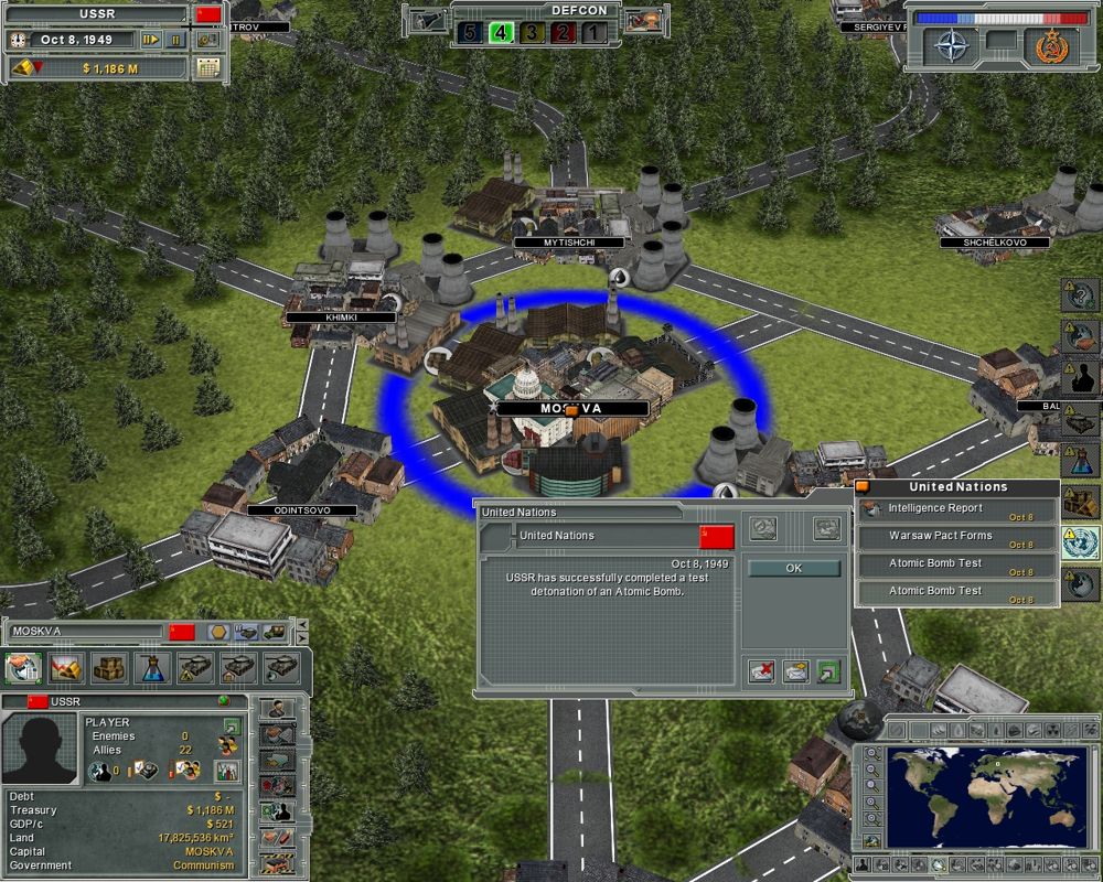 Supreme Ruler: Cold War (Windows) screenshot: Nuclear testing.