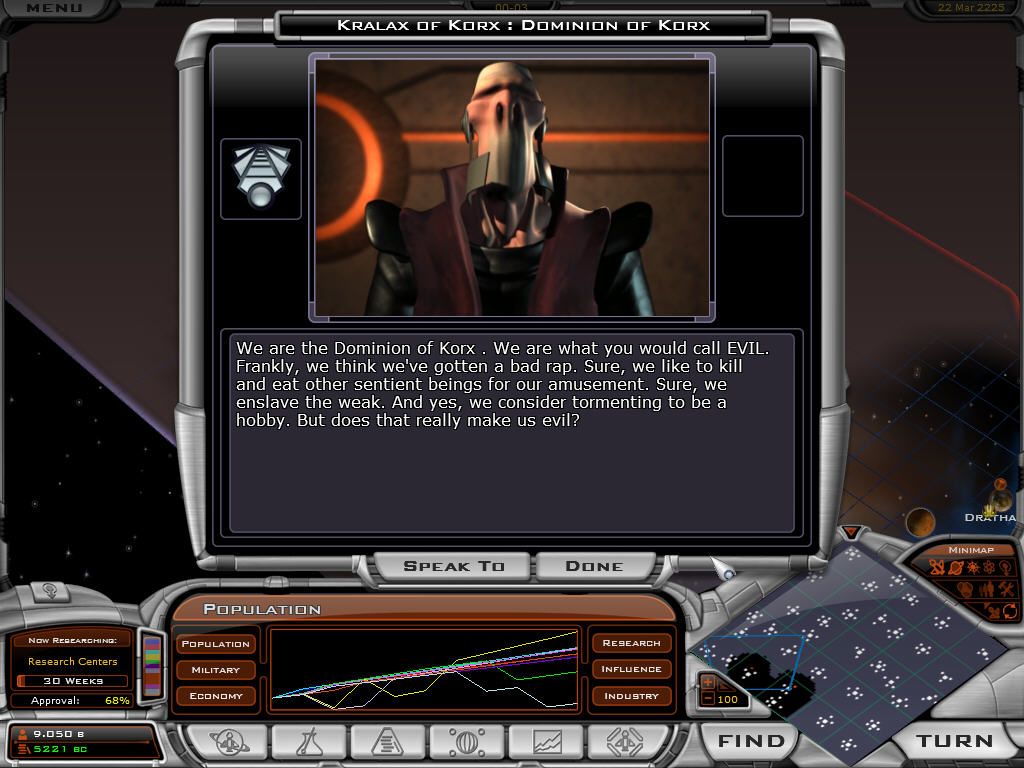 Galactic Civilizations II: Dread Lords (Windows) screenshot: Dominion of Korx