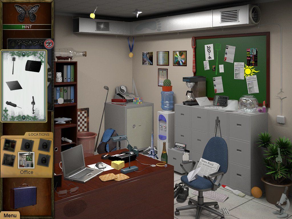 Strange Cases: The Tarot Card Mystery (iPad) screenshot: Warehouse office - silhouette objects
