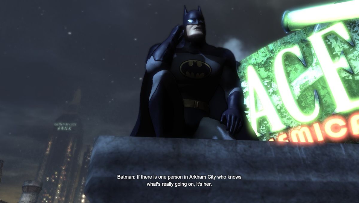Batman: Arkham City (Windows) screenshot: Batman with the animated series DLC skin