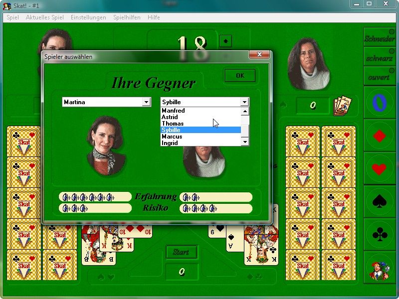 Skat! (Windows) screenshot: choose the opponents