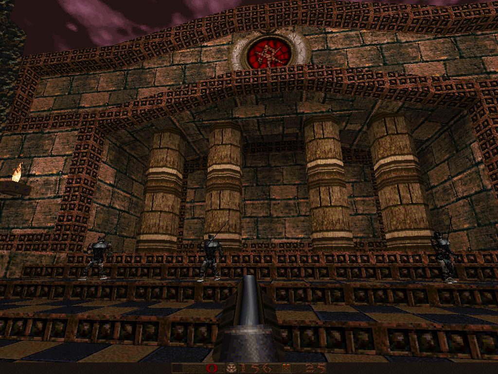 Abyss of Pandemonium (DOS) screenshot: A mysterious temple guarded by Dark Knights (new enemies).