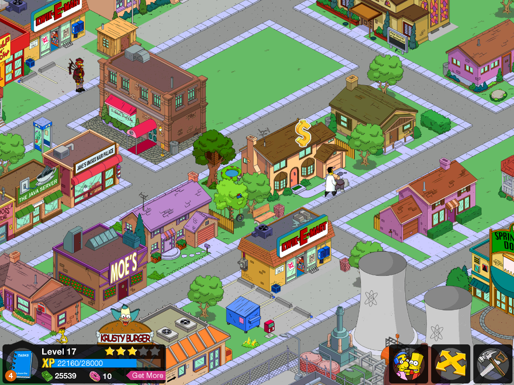 The Simpsons: Tapped Out (iPad) screenshot: Simpson's house is ready for tax collection