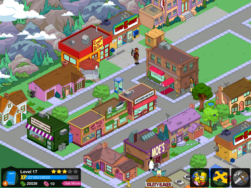 The Simpsons: Tapped Out (iPad) screenshot: A crowded Springfield