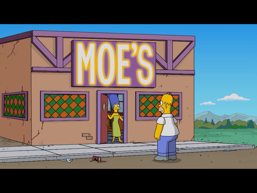 The Simpsons: Tapped Out (iPad) screenshot: Time to visit Moe's