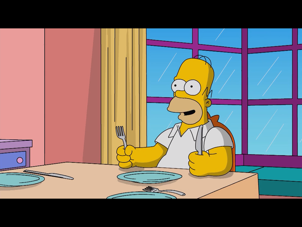 The Simpsons: Tapped Out (iPad) screenshot: Homer is hungry