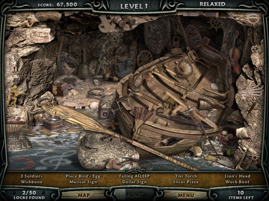 Escape Rosecliff Island (iPad) screenshot: Cave - objects