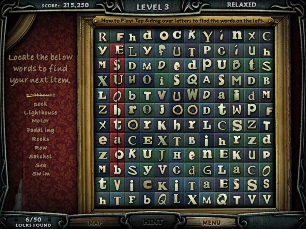 Escape Rosecliff Island (iPad) screenshot: Level 3 - mini word puzzle