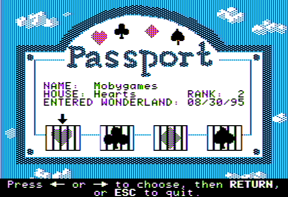 Microzine #19 (Apple II) screenshot: Malice in Wonderland - My Passport