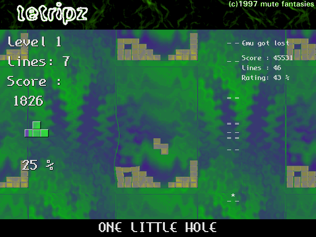 Tetripz (DOS) screenshot: DMT, level 1