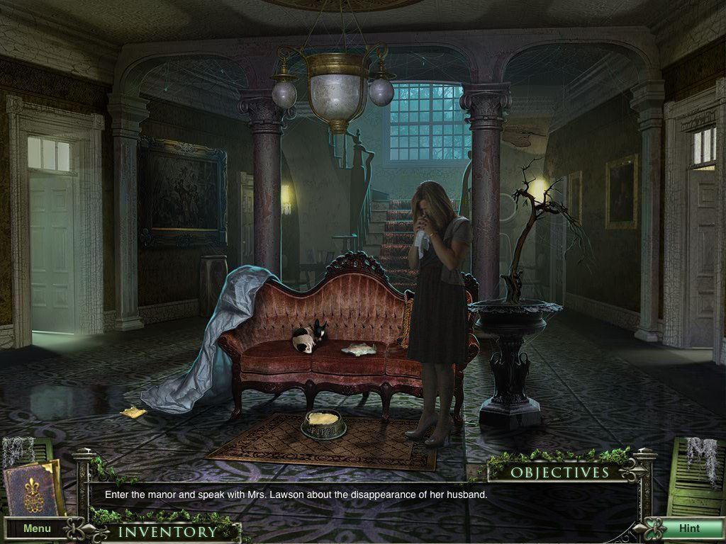 Mystery Case Files: 13th Skull (Collector's Edition) (iPad) screenshot: Foyer - Crying Mrs. Lawson