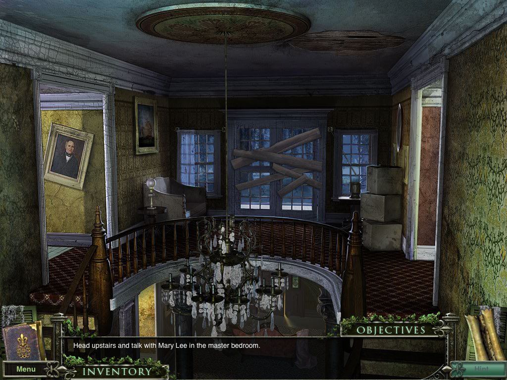 Mystery Case Files: 13th Skull (Collector's Edition) (iPad) screenshot: Top of staircase second floor