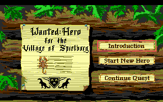 Hero's Quest: So You Want to Be a Hero (DOS) screenshot: Main Menu