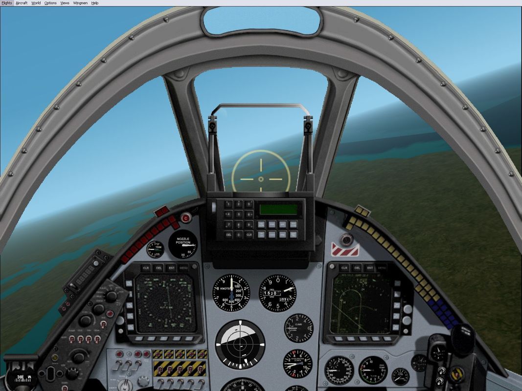 Harrier Jump Jet (Windows) screenshot: The Royal Navy Harrier T.8 cockpit.