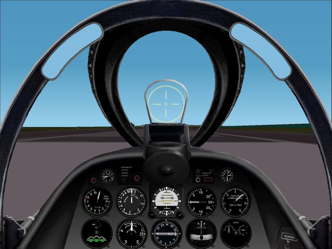 Harrier Jump Jet (Windows) screenshot: The cockpit of the Argentine Air Force A-4P Skyhawk