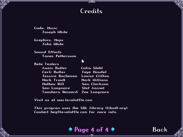 Jasper's Journeys (Windows) screenshot: Page 4 of the "Instructions" is actually the Credits.