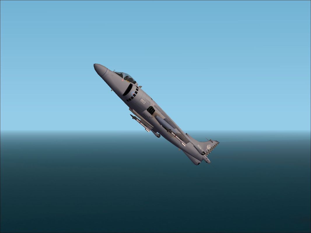 Harrier Jump Jet (Windows) screenshot: The Royal Navy Sea Harrier FA. 2 loaded for air defence