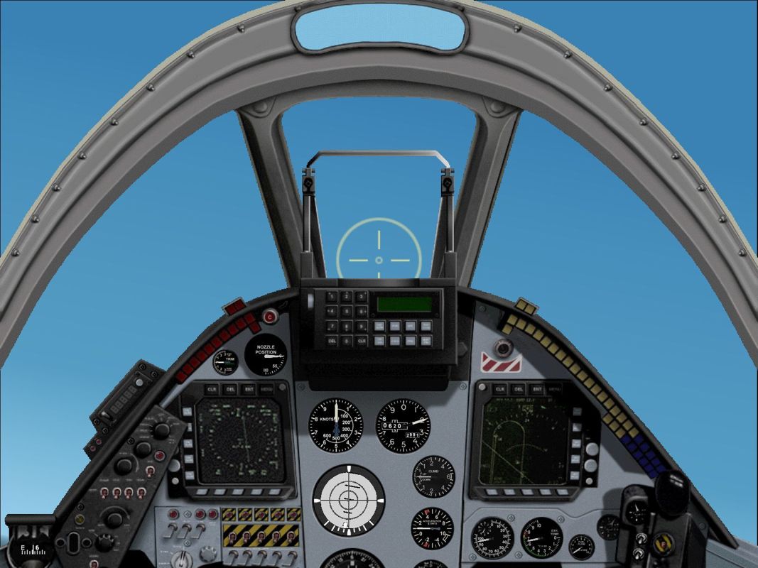 Harrier Jump Jet (Windows) screenshot: The cockpit of the Royal Navy Sea Harrier FA. 2