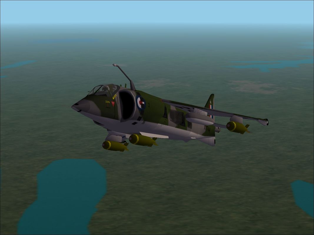 Harrier Jump Jet (Windows) screenshot: The Royal Air Force Harrier GR.1 showing the refuelling line.