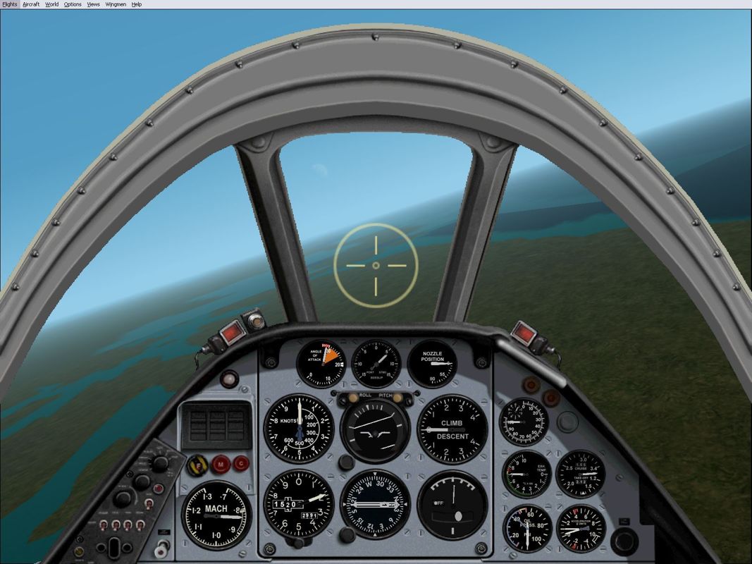 Harrier Jump Jet (Windows) screenshot: The cockpit of the Harrier P.1127