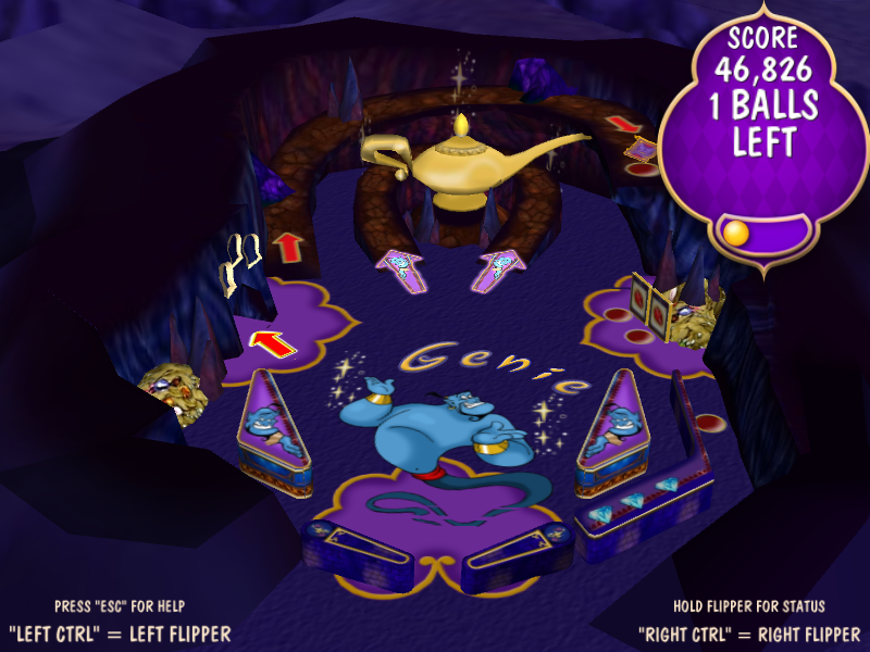 Aladdin Pinball (Windows) screenshot: The Cave of Wonders.