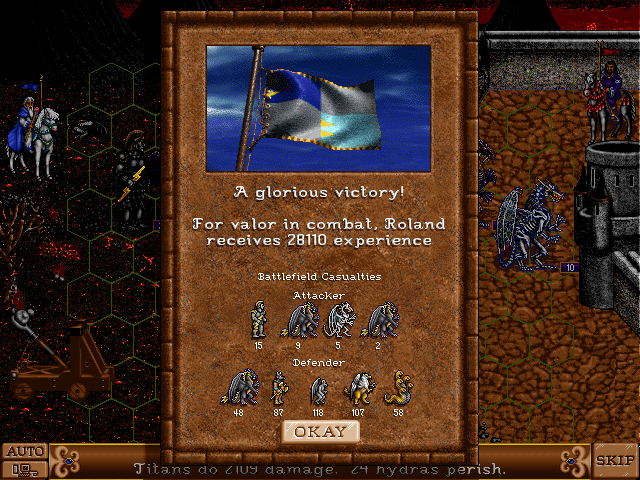 Heroes of Might and Magic II: The Succession Wars (DOS) screenshot: HoMM2 battles don't get more epic than this: 50 dragons fought on each side!