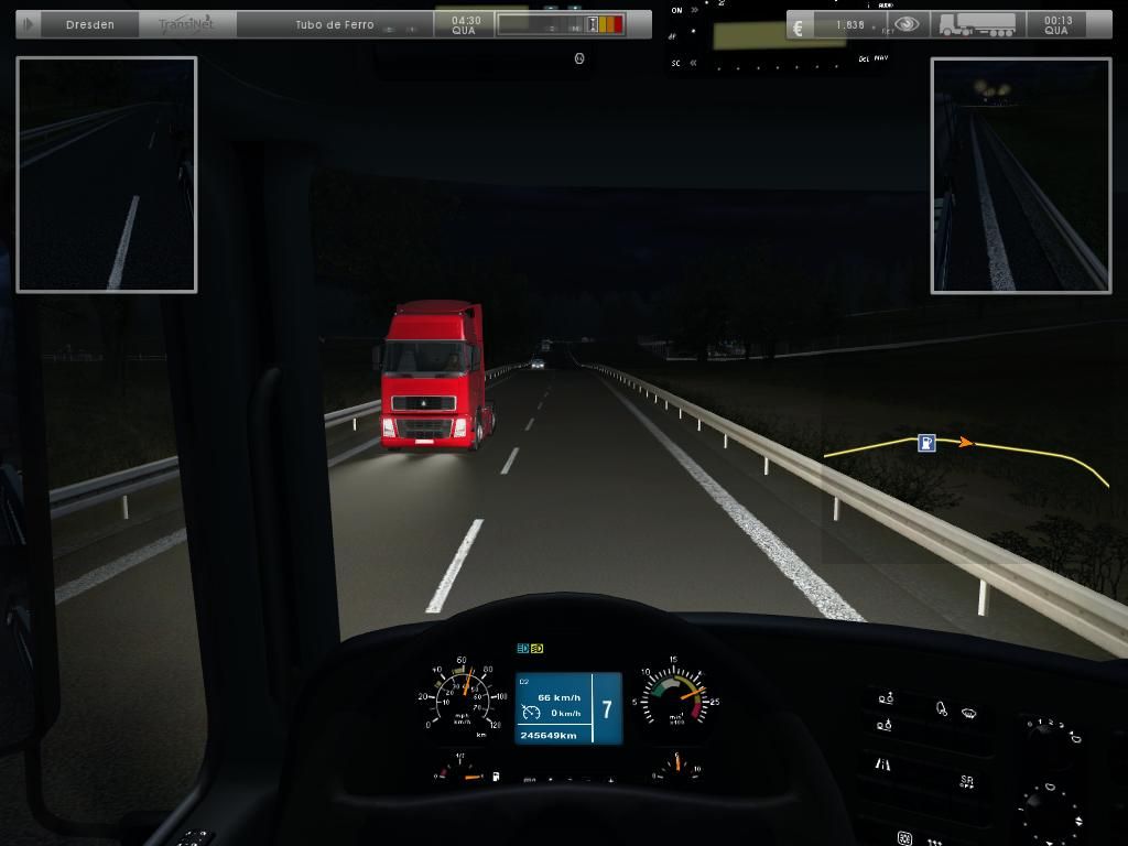 German Truck Simulator (Windows) screenshot: Driving at night