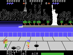 Sewer Sam (ColecoVision) screenshot: Sam meets Sally in Central Park.